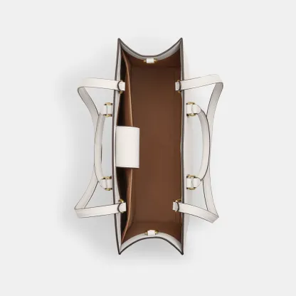 COACH®,Maggie Tote Bag,Leather,Tote,Logo,Embossed,Metal,Work,White,Inside View,Top View