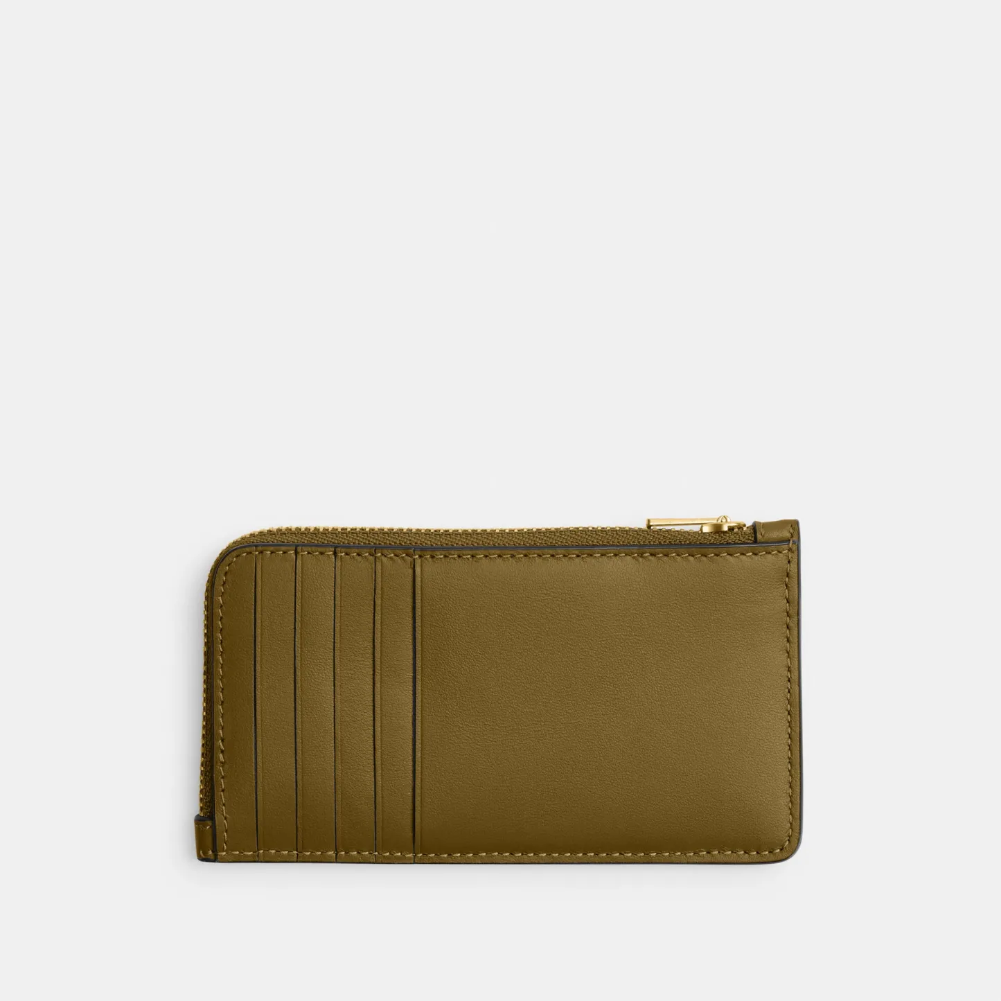COACH®,New York Zip Card Case,Leather,Calfskin Leather,Card Case,Coin,Word Embellishment,Logo,Casual,Brown,Back View