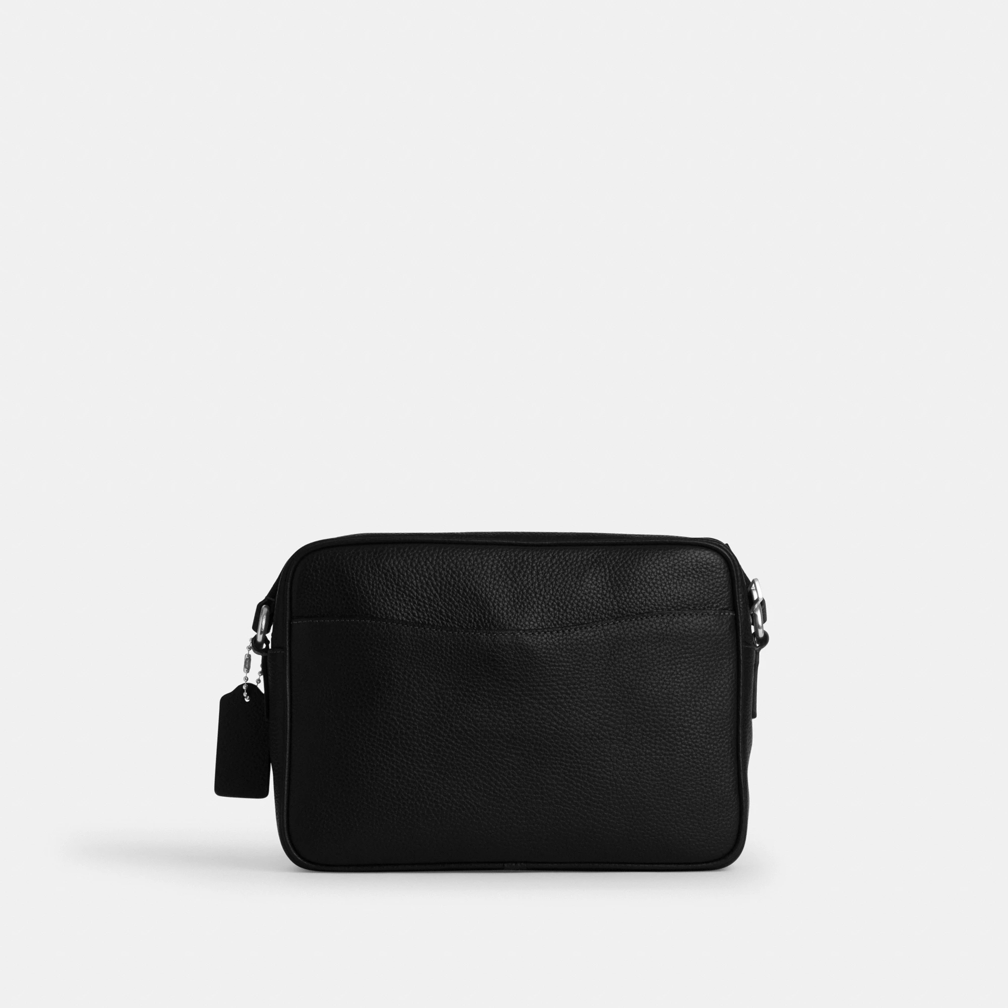 COACH®,Colton Crossbody Bag 25,Recycled Polyester,Leather,Crossbody,Adjustable,Silver Metal,Casual,Black,Back View