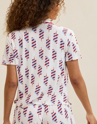 Aerie Real Soft® Short Sleeve Pajama Shirt - Rome Blue