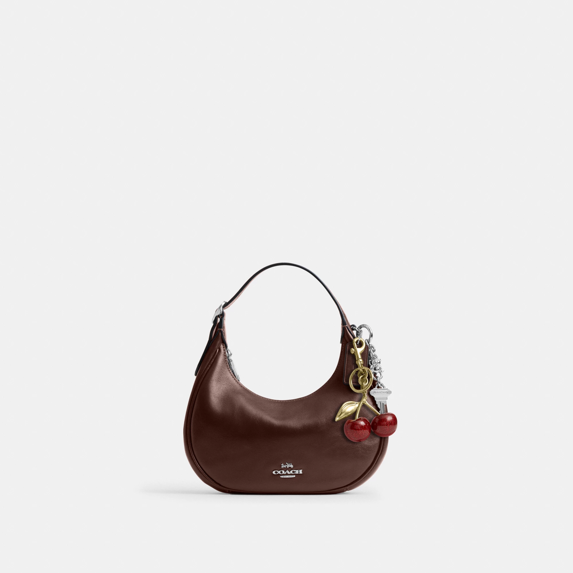 COACH®,Emily Shoulder Bag,Leather,Recycled Polyester,Lining Recycled Polyester,Hobo,Metal Material,3D Embellishment,Metal,...,Brown,Angle View