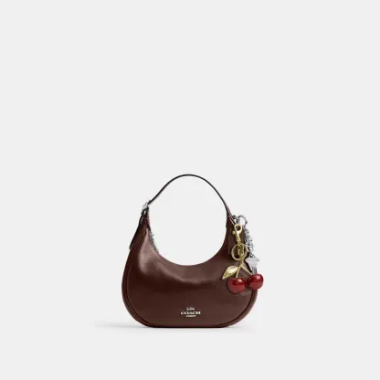 COACH®,Emily Shoulder Bag,Leather,Recycled Polyester,Lining Recycled Polyester,Hobo,Metal Material,3D Embellishment,Metal,...,Brown,Angle View