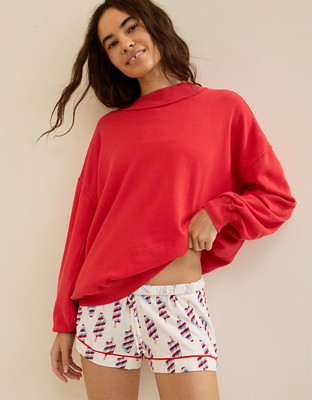 Aerie Alumni Mockneck Sweatshirt - Chilly Red