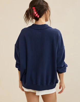 Aerie Alumni Mockneck Sweatshirt - Navy