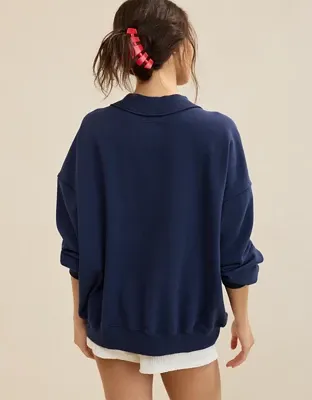 Aerie Alumni Mockneck Sweatshirt - Navy