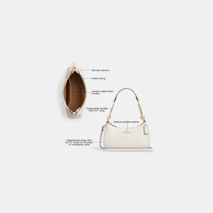 COACH®,Teri Shoulder Bag,Shoulder Bag,Chain Detail,Metal,Logo,Casual,White