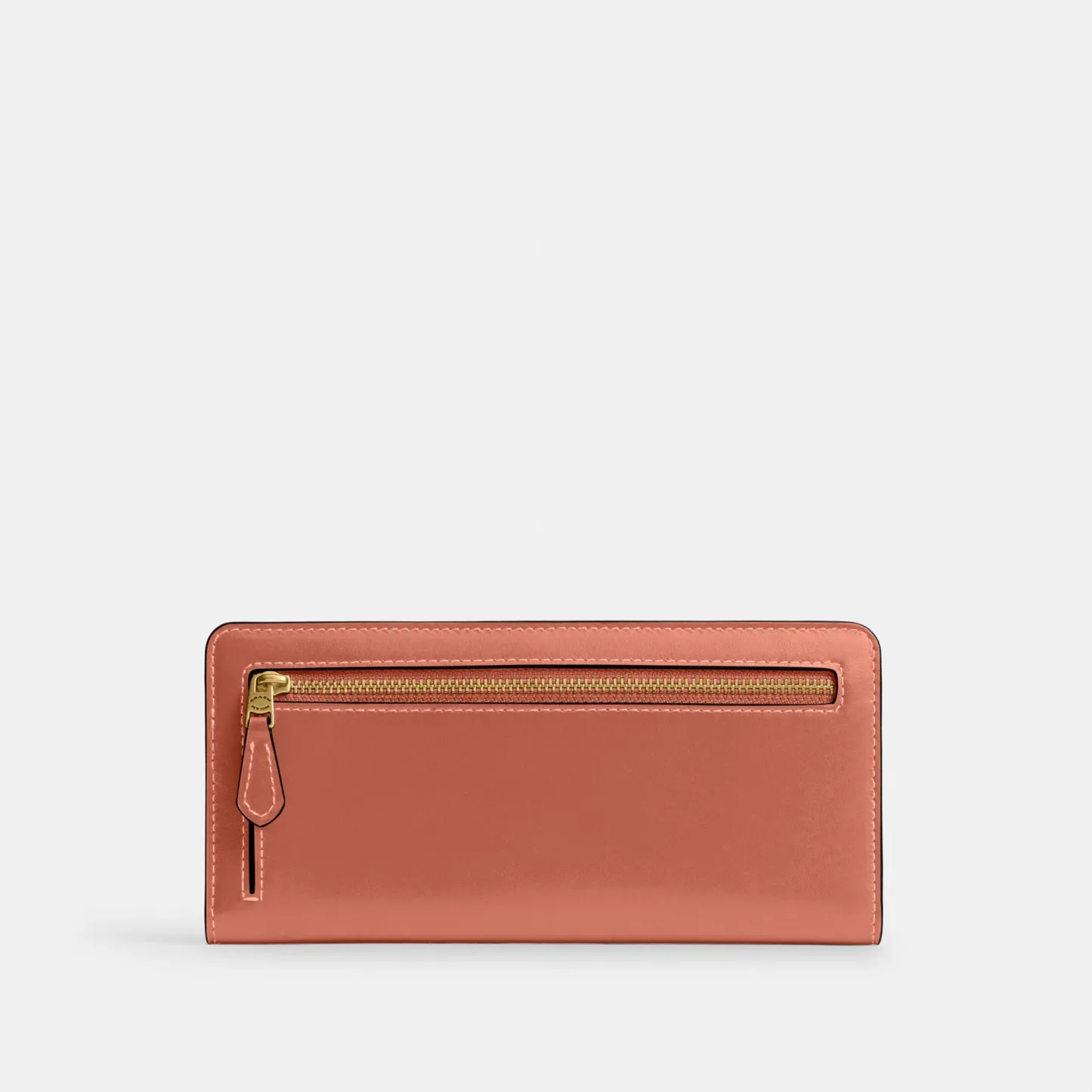 COACH®,Essential Slim Wallet,Leather,Continental,Bi Fold,Logo,Metal,Casual,Brown,Back View