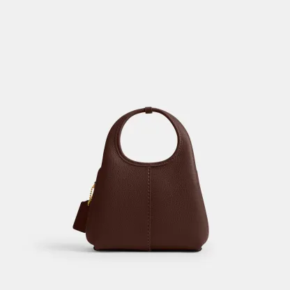 COACH®,Lana Shoulder Bag 19,Leather,Crossbody,Metal,Logo,Shoulder Guard,Brass,Casual,Brown,Back View
