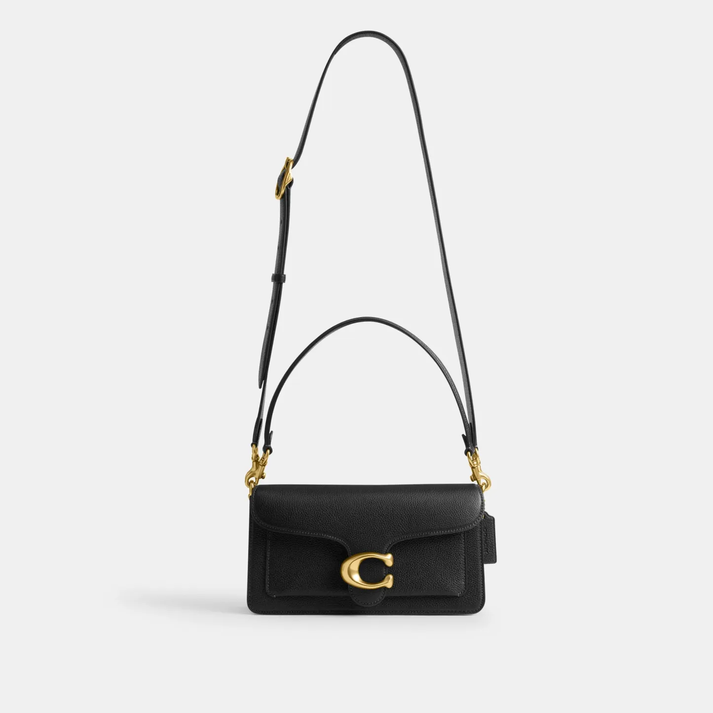COACH®,Tabby Shoulder Bag 26,Leather,Shoulder Bag,Crossbody,Logo,Gusset,Gold Metal,Casual,Black
