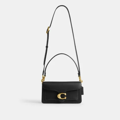COACH®,Tabby Shoulder Bag 26,Leather,Shoulder Bag,Crossbody,Logo,Gusset,Gold Metal,Casual,Black