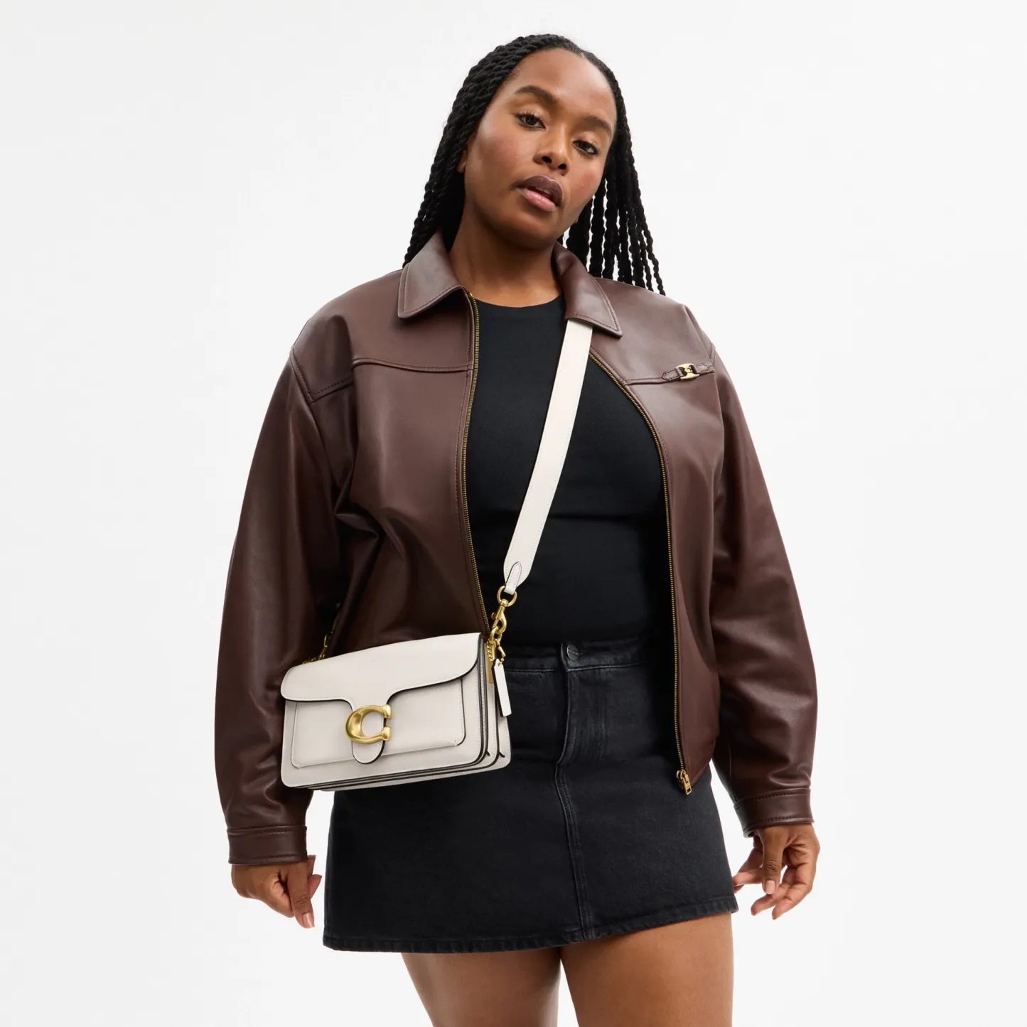 COACH®,Tabby Shoulder Bag 26,Leather,Shoulder Bag,Logo,Metal,Compact,Brass,Casual,White
