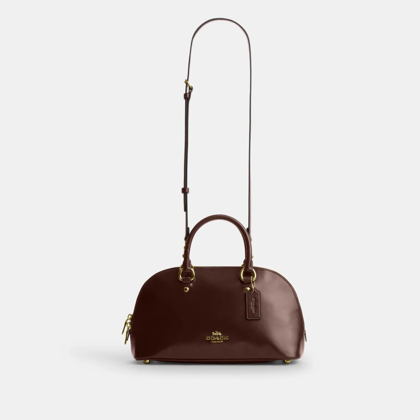 COACH®,Lara Satchel Bag,Recycled Polyester,Satchel,Logo,Metal,Casual,Brown
