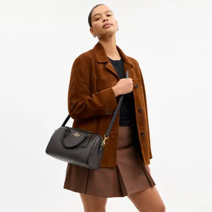 COACH®,Rowan Satchel Bag In Signature Canvas,Satchel,Piping,Casual,Work,Gray,Detail View