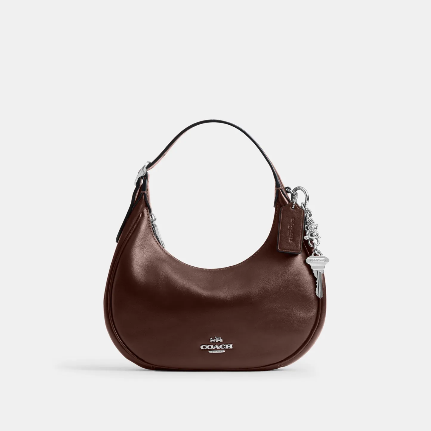 COACH®,Emily Shoulder Bag,Leather,Recycled Polyester,Lining Recycled Polyester,Hobo,Metal Material,3D Embellishment,Metal,...,Brown,Front View