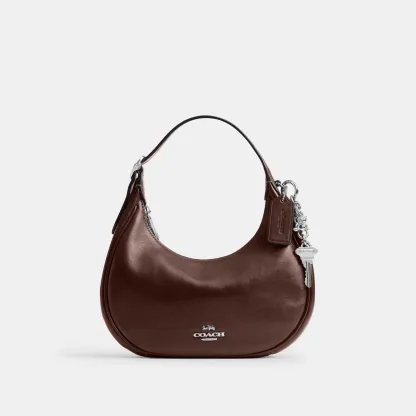 COACH®,Emily Shoulder Bag,Leather,Recycled Polyester,Lining Recycled Polyester,Hobo,Metal Material,3D Embellishment,Metal,...,Brown,Front View
