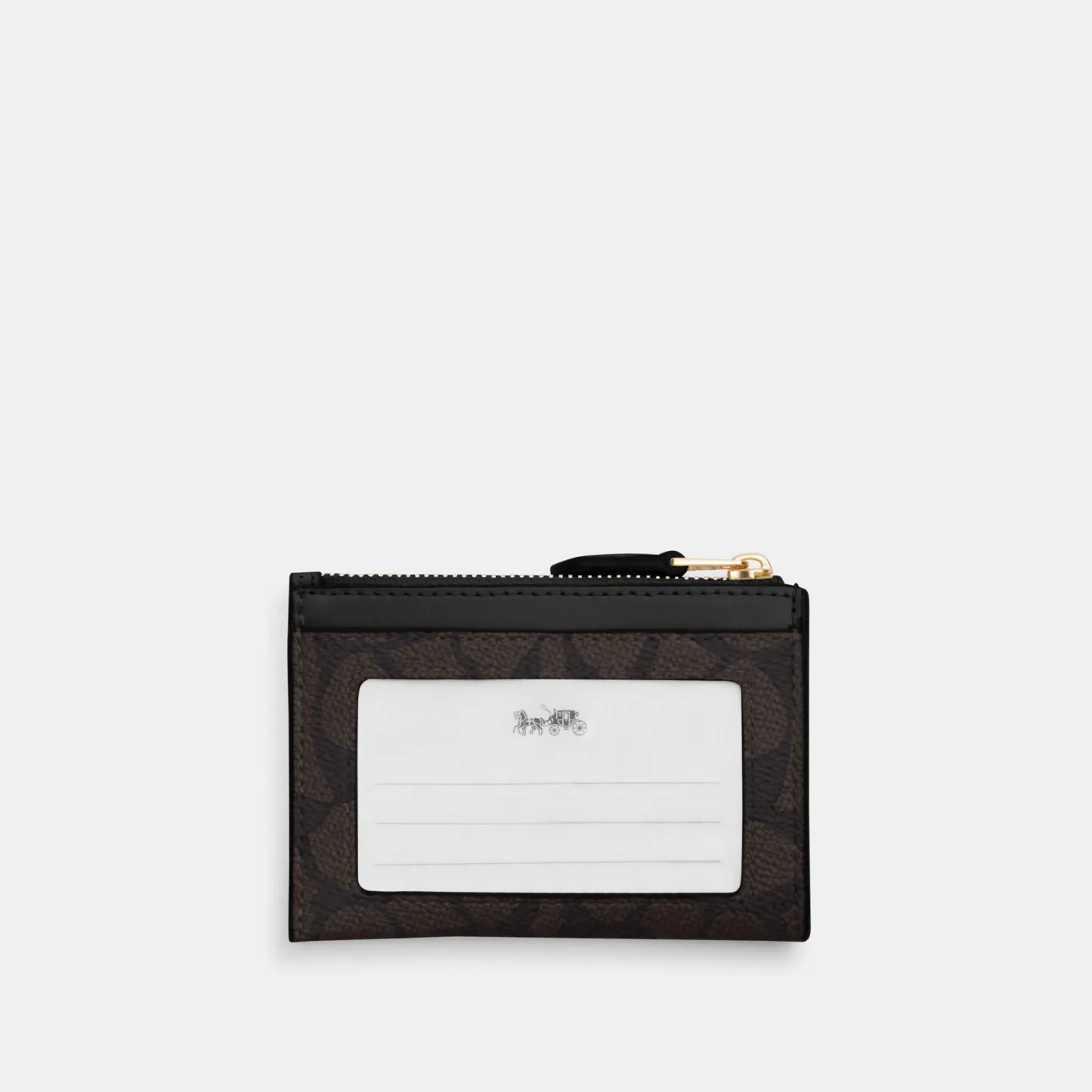 COACH®,Mini Skinny Id Case In Signature Canvas,Card Case,Metal,Color Block,Logo,Sustainable,Key Ring,Casual,Black,Back View