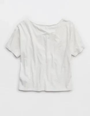 Aerie Off-The-Shoulder Relaxed T-Shirt - Natural White