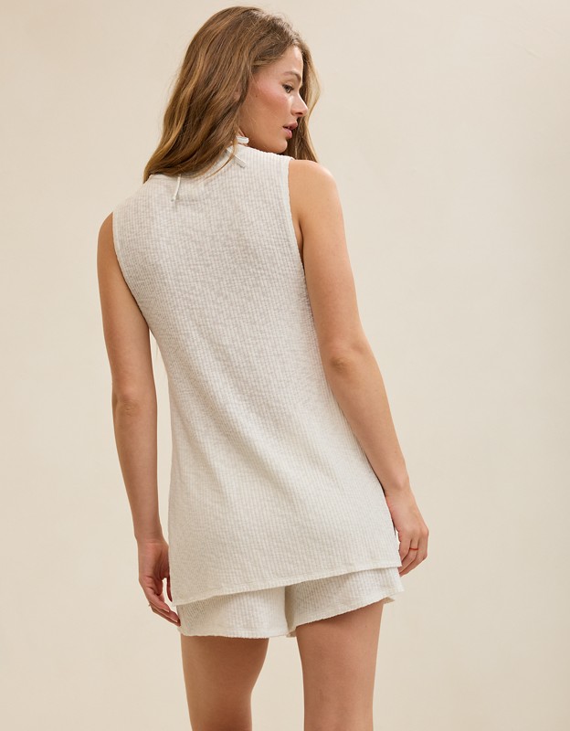 Aerie Textured Rib Tunic Tank Top - Soft Muslin