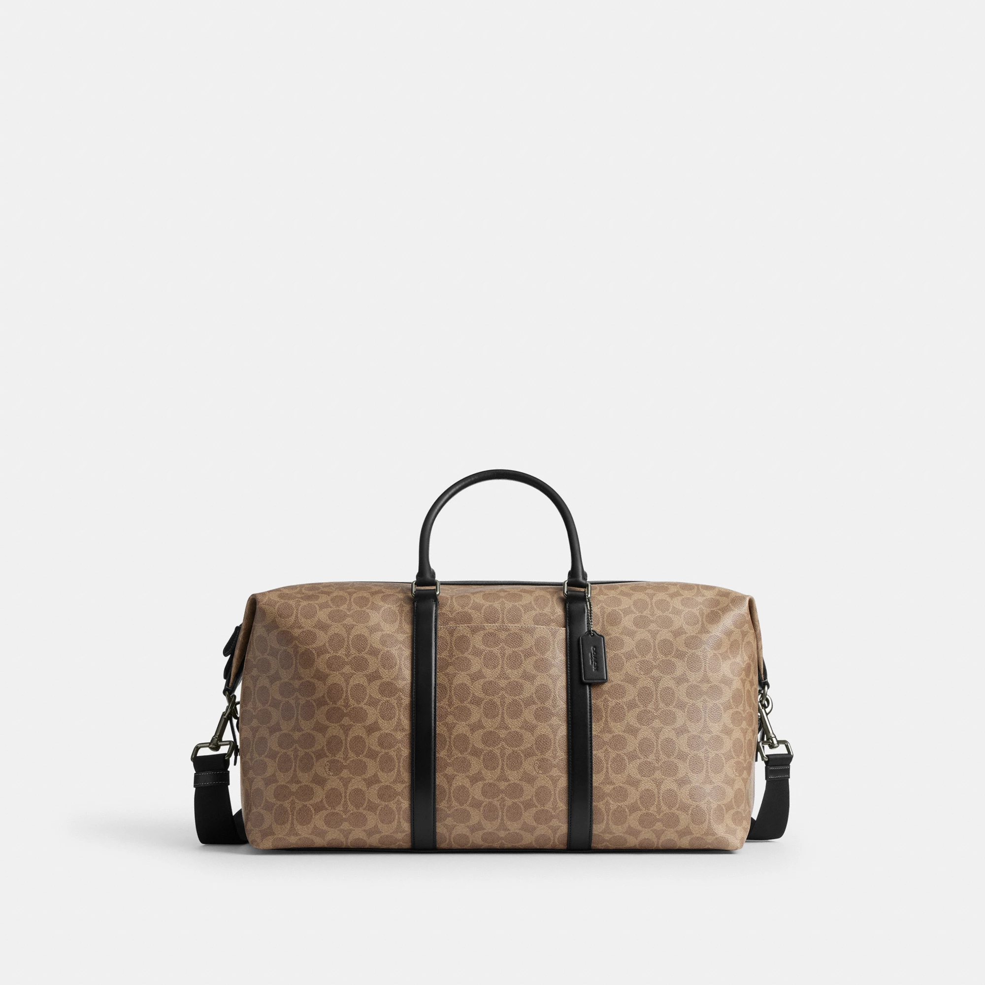 COACH®,Trekker Bag 52 In Signature Canvas,Leather,Canvas,Duffle Bag,Fabric,Logo,,Front View