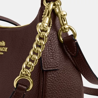 COACH®,Teri Shoulder Bag,Shoulder Bag,Chain Detail,Metal,Logo,Casual,Brown,Closer View