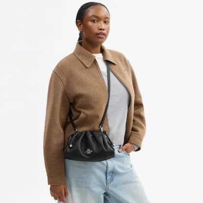 COACH®,Faye Shoulder Bag,Shoulder Bag,Metal,Ball Embellishment,Drawstring,Logo,Casual,Black