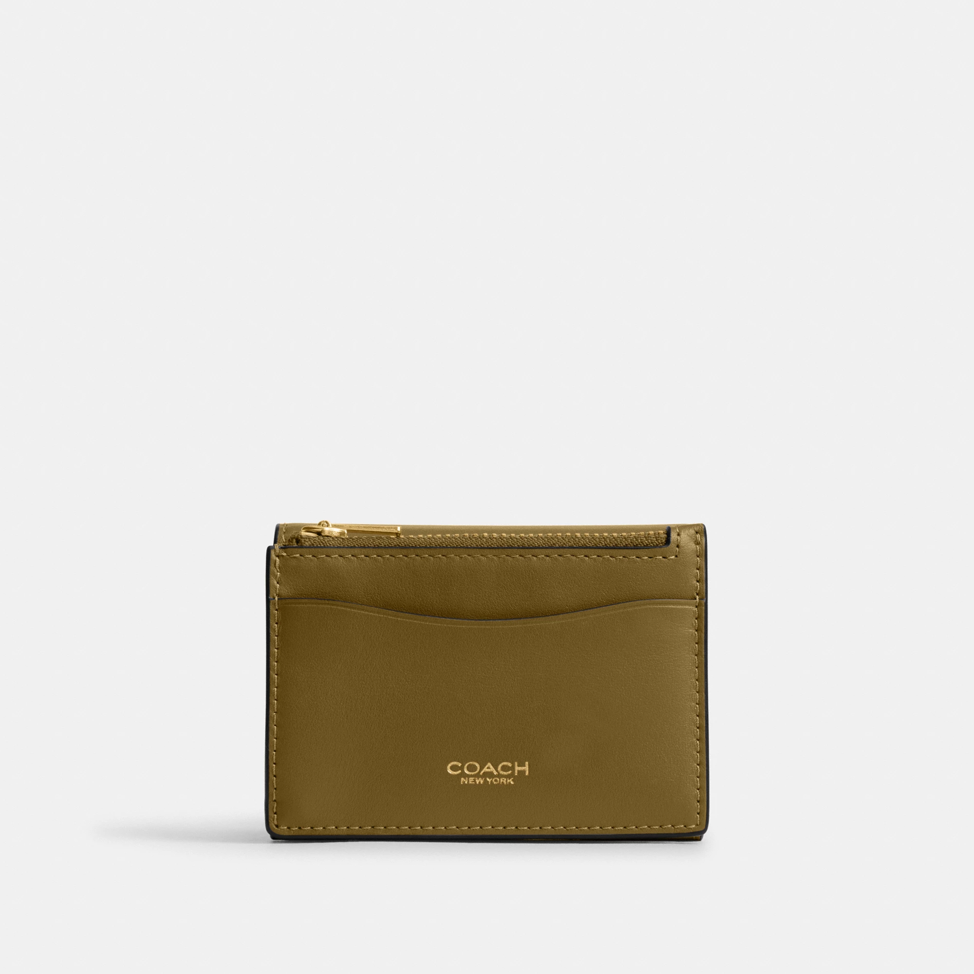 COACH®,Essential Card Holder Wallet,Leather,Calfskin Leather,Card Case,Bi Fold,Logo,Metal,Casual,Brown,Back View