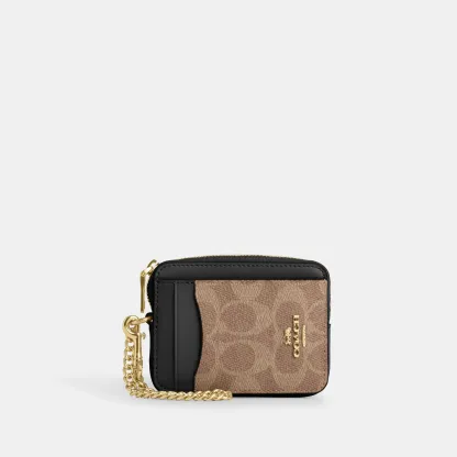 COACH®,Zip Card Case In Signature Canvas,Card Case,Color Block,Sustainable,Casual,Multi Color,Front View