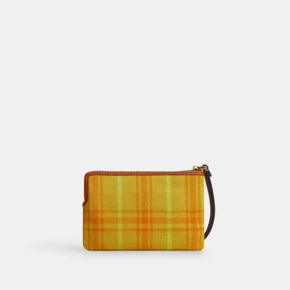 Corner Zip Wristlet In Regenerative Cotton With Plaid Print - IMYU0 - view 4