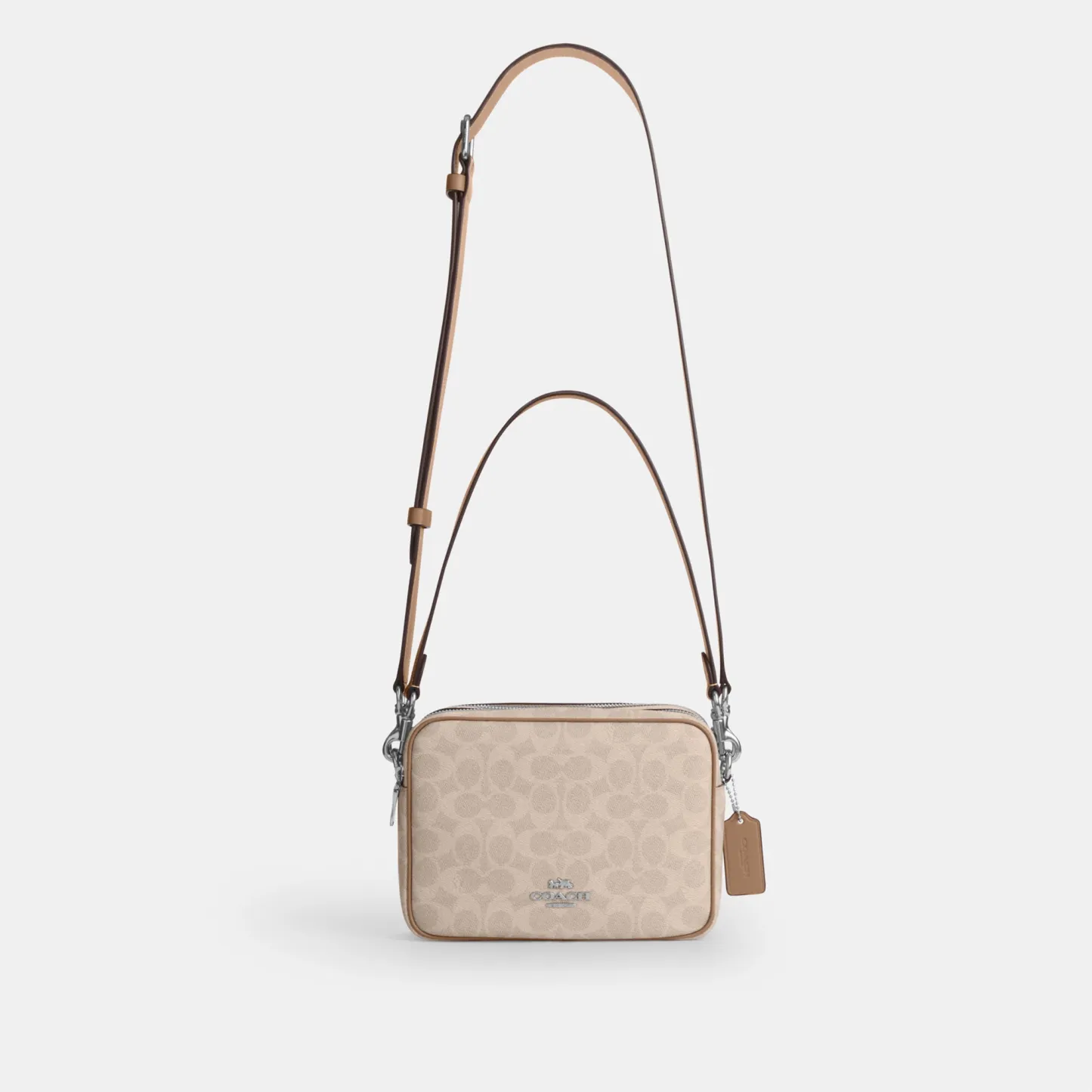 COACH®,Carey Crossbody Bag In Signature Canvas,Leather,Canvas,Recycled Polyester,Camera Bag,Metal,Logo,Sustainable,Gold Pl...,Multi Color