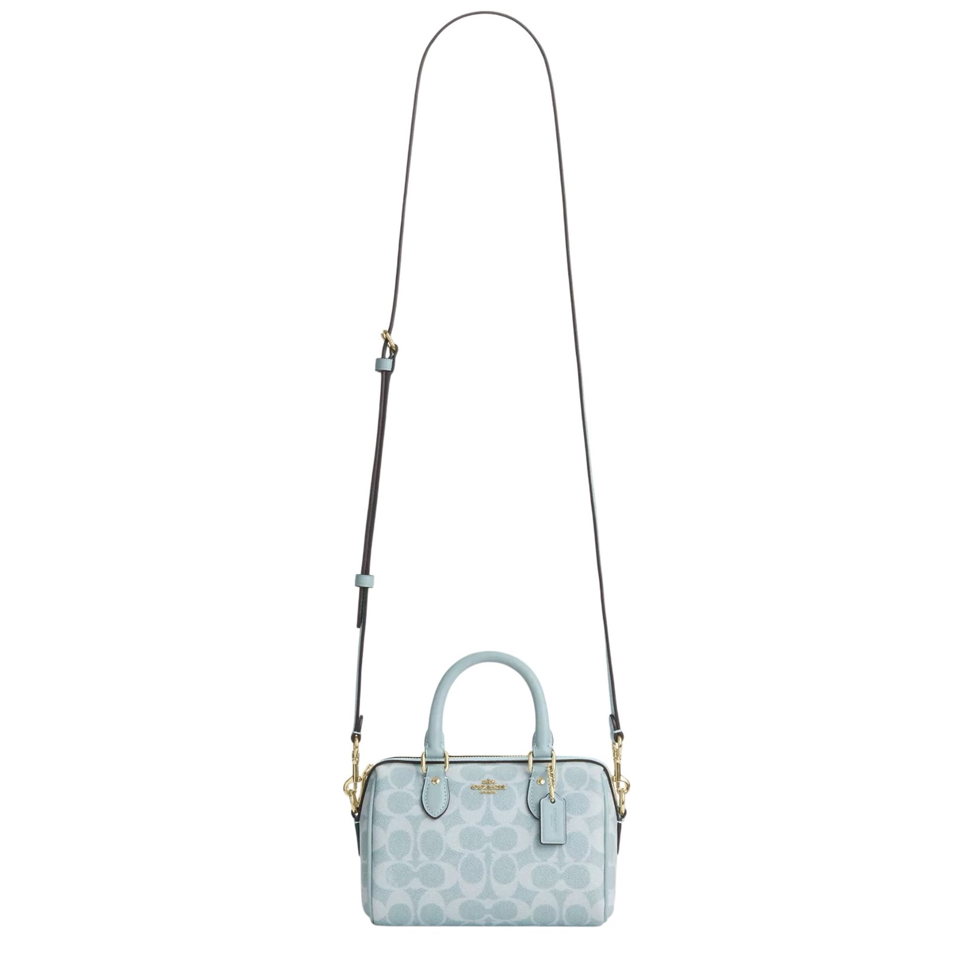 Coach Mini Rowan Crossbody Bag In Signature Canvas (Light Blue) - Light Blue - view 4