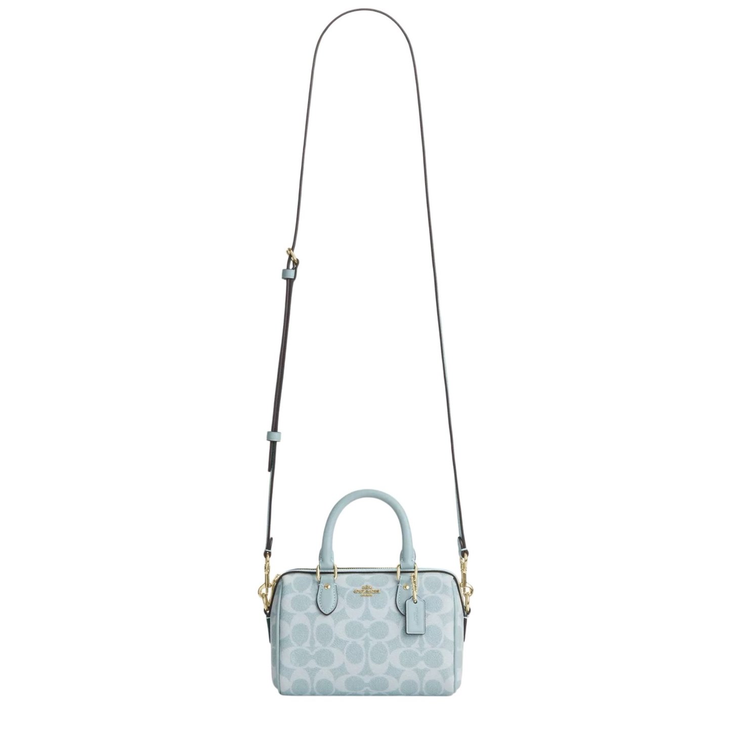 Coach Mini Rowan Crossbody Bag In Signature Canvas (Light Blue) - Light Blue - view 4
