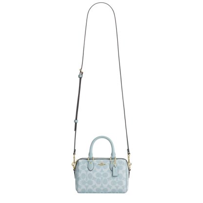 Coach Mini Rowan Crossbody Bag In Signature Canvas (Light Blue) - Light Blue - view 4