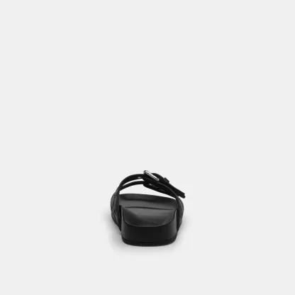 COACH®,Two Band Buckle Sandal In Signature Jacquard,Recycled Polyester,Cotton,Rubber,Polyester,Recycled Cotton,Slides,Fabr...,Black,Alternate View