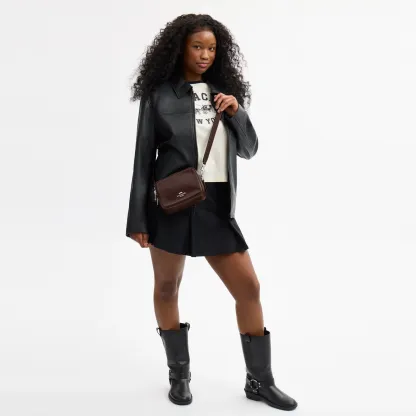 COACH®,Mini Carey Crossbody Bag,Leather,Recycled Polyester,Crossbody,Logo,Metal,Casual,Brown