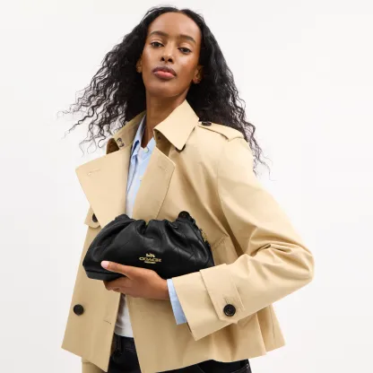 COACH®,Faye Shoulder Bag With Quilting,Shoulder Bag,Ball Embellishment,Logo,Metal,Lined,Adjustable,Gold Metal,Day Party,Black,Detail View
