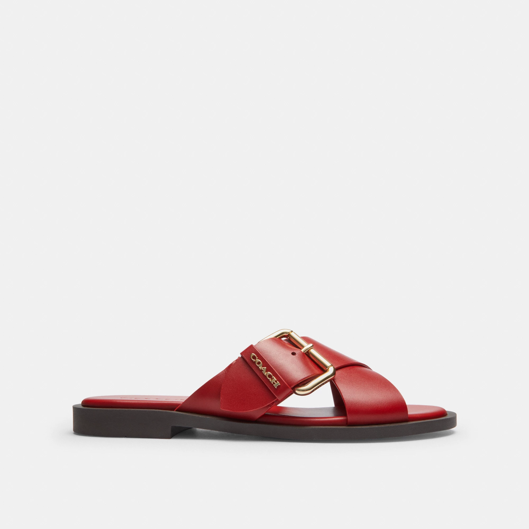 COACH®,Crisscross Buckle Sandal,,Angle View