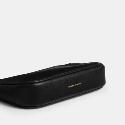 COACH®,Plaza Bag 18,Leather,Shoulder Bag,Compact,Lined,Adjustable,Brass,Gold Metal,Day Party,Black,Outsole View