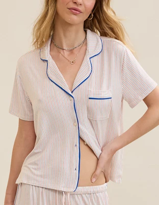 Aerie Real Soft® Short Sleeve Pajama Shirt - Cobalt Jewel