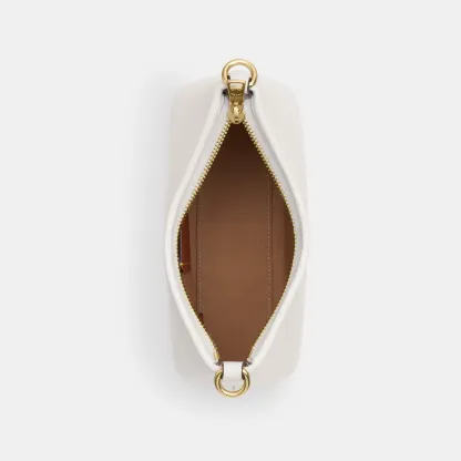 COACH®,Laurel Small Shoulder Bag,Leather,Shoulder Bag,Metal,Logo,Gold Metal,Casual,White,Inside View,Top View