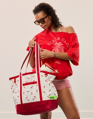 Aerie Off-The-Shoulder Relaxed T-Shirt - Chilly Red