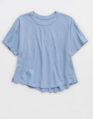 Aerie Summer Breeze Cropped T-Shirt - Monaco Blue