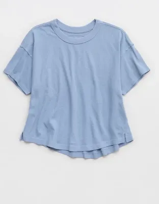 Aerie Summer Breeze Cropped T-Shirt - Monaco Blue