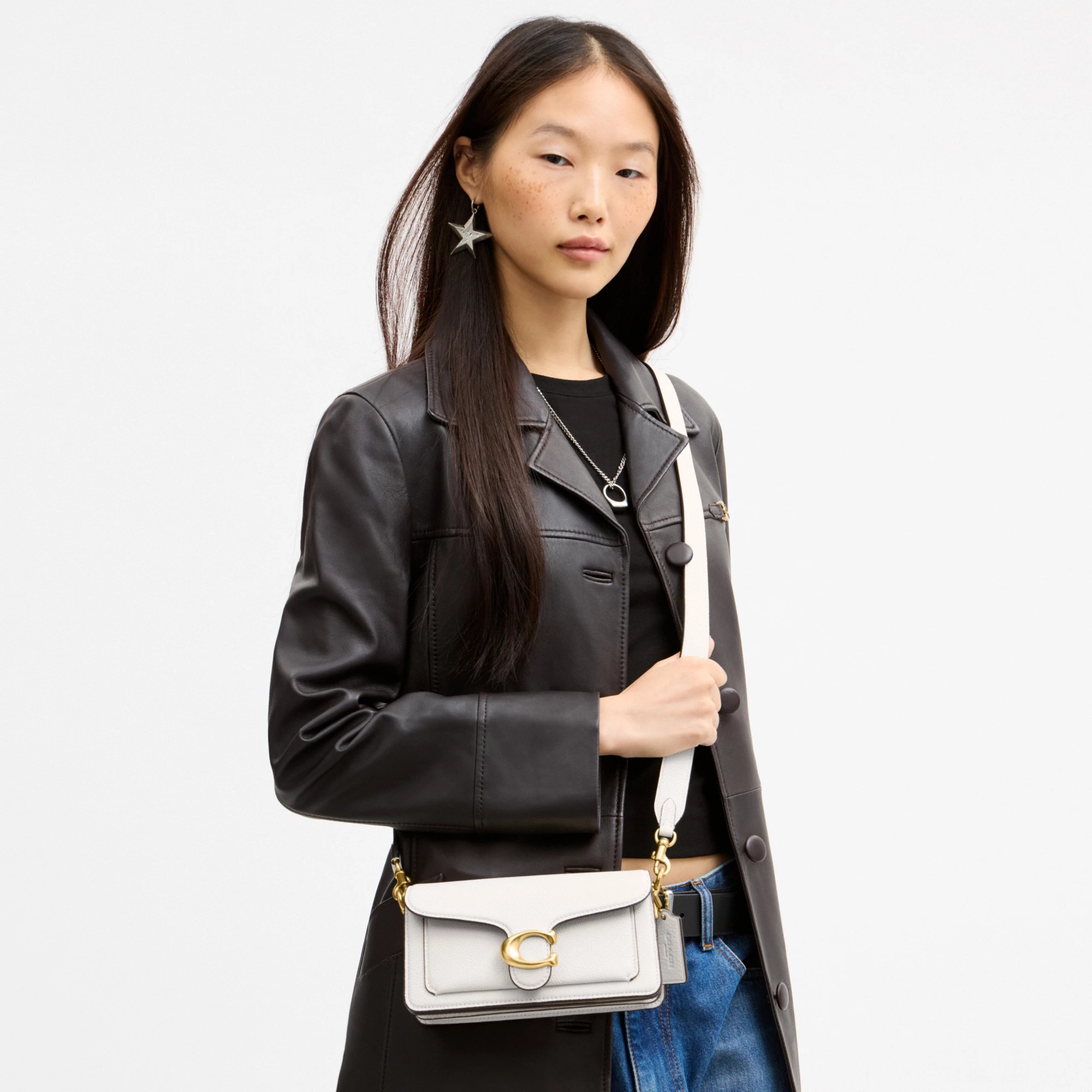 COACH®,Tabby Shoulder Bag 20,Leather,Shoulder Bag,Embossed,Metal,Logo,Day Party,White