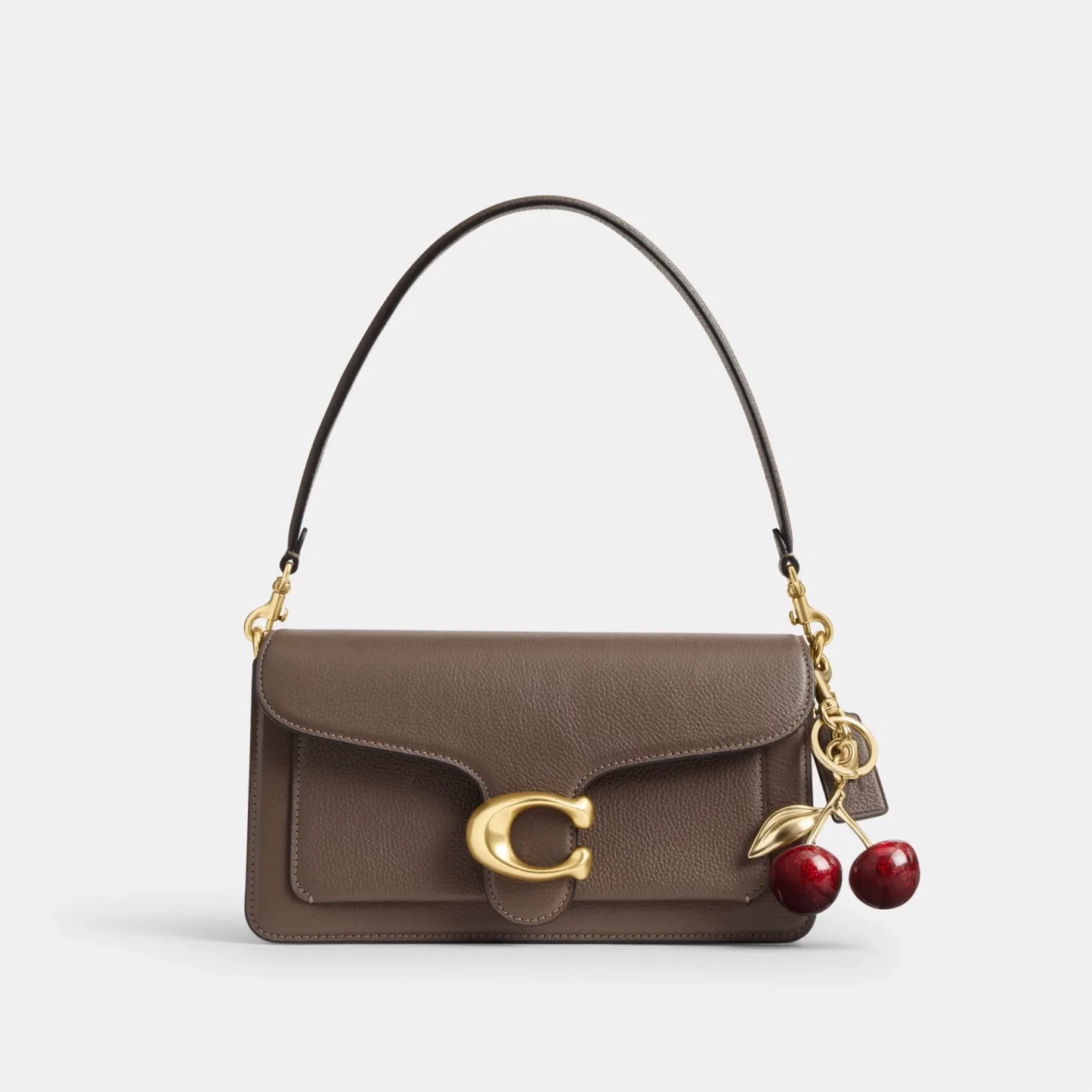 COACH®,Cherry Bag Charm,Bag Charm,Metal Material,Logo,3D Embellishment,Mixed Metal,Day Party,Maroon,Angle View