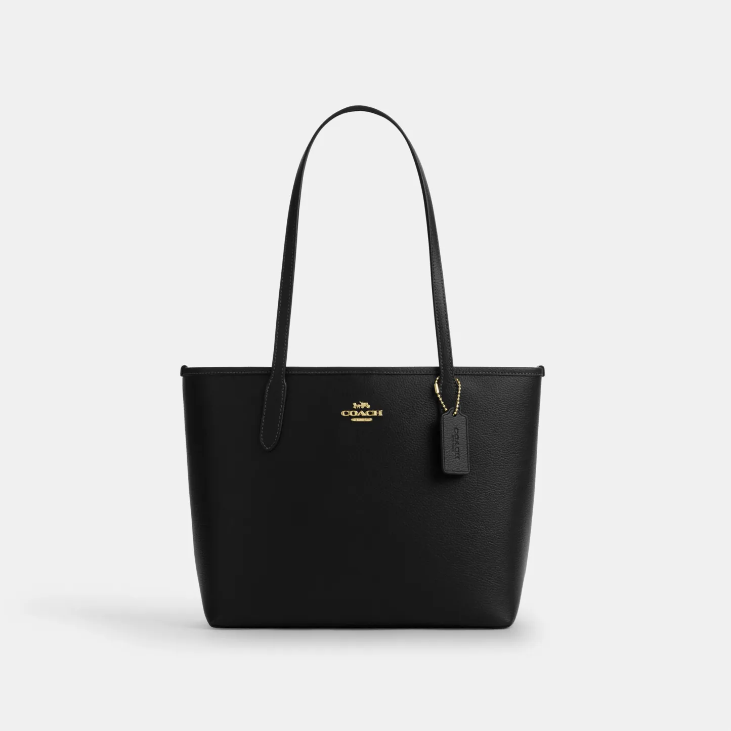 COACH®,Medium City Tote Bag,Black,Front View