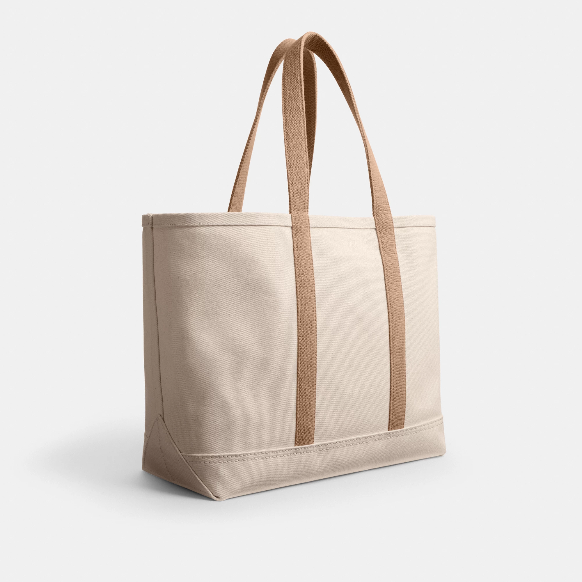 COACH®,Utility Tote,Canvas,Leather,Tote,Word Embellishment,Logo,Sustainable,Casual,Cream,Angle View
