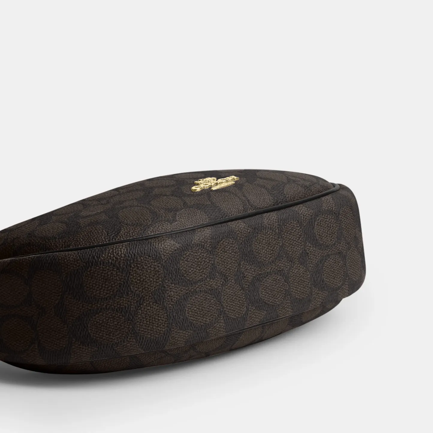 COACH®,Emily Shoulder Bag In Signature Canvas,Leather,Recycled Polyester,Canvas,Shoulder Bag,Metal,Pendant,Piping,Logo,Sus...,Black,Outsole View