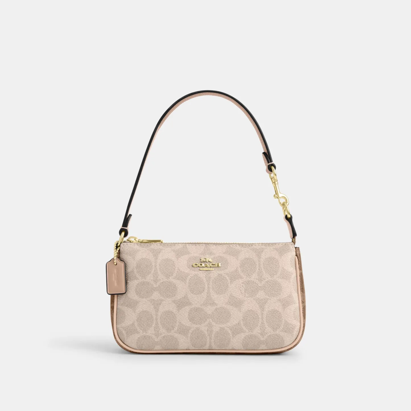 COACH®,Nolita 19 In Blocked Signature Canvas,Shoulder Bag,Logo,Casual,Beige,Front View