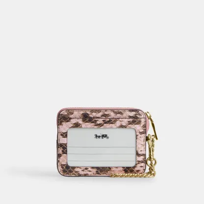 COACH®,Zip Card Case,Pink,Back View