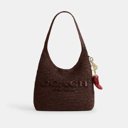 COACH®,Chili Pepper Bag Charm,Bag Charm,Resin,3D Embellishment,Key Ring,Brass,Red,Angle View